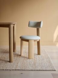 The Conran Shop Pip Dining Chair Lacquered Oak/Prescott Leather, Cream - thumbnail 2