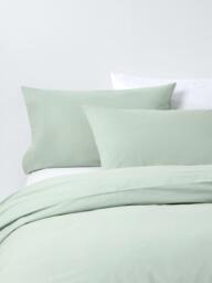 John Lewis Crisp & Fresh Cotton Rich 200 Thread Count Duvet Cover Set, Green Light - thumbnail 1