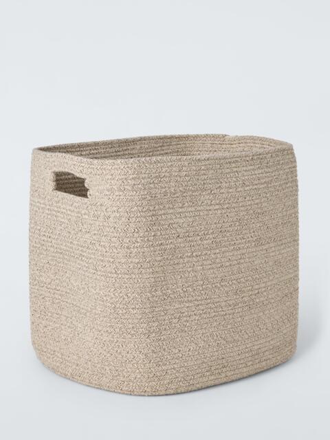 John Lewis Harbour Woven Cotton Square Storage Basket, Natural Cream, Medium - image 1