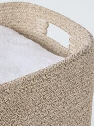 John Lewis Harbour Woven Cotton Square Storage Basket, Natural Cream, Medium - thumbnail 3