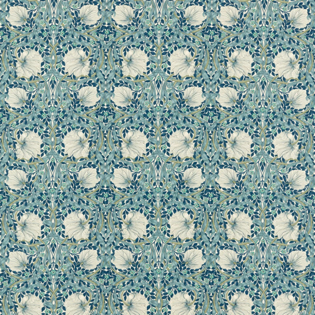 Morris & Co. Pimpernel Made to Measure Curtains or Roman Blind, Cobalt/Mineral - image 1