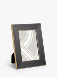 John Lewis Flat Wood-Effect Photo Frame, Black/Gold - thumbnail 1
