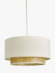 John Lewis Double Layered Rattan Easy-to-Fit Ceiling Shade, Cream/Natural - thumbnail 2