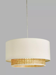John Lewis Double Layered Rattan Easy-to-Fit Ceiling Shade, Cream/Natural - thumbnail 1
