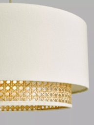 John Lewis Double Layered Rattan Easy-to-Fit Ceiling Shade, Cream/Natural - thumbnail 3