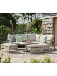 Bramblecrest Prague 7-Seater Corner Casual Garden Dining Set with Height-Adjustable Square Table, Latte - thumbnail 3