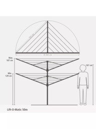 Brabantia Lift-O-Matic Rotary Clothes Outdoor Airer Washing Line with Ground Spike and Cover, 50m, Metallic Grey - thumbnail 5