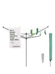 Brabantia Lift-O-Matic Rotary Clothes Outdoor Airer Washing Line with Ground Spike and Cover, 50m, Metallic Grey - thumbnail 2