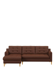 John Lewis Draper II LHF Chaise Leather Sofa, Light Leg - thumbnail 5