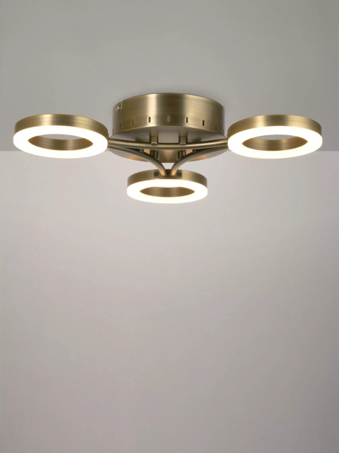 John Lewis Boyd LED 3 Arm Semi Flush Ceiling Light, Brass - image 1