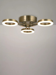 John Lewis Boyd LED 3 Arm Semi Flush Ceiling Light, Brass - thumbnail 1
