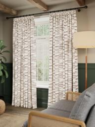 John Lewis Cuckmere Embroidery Pair Blackout Lined Multiway Header Curtains, Burnt Umber - thumbnail 4