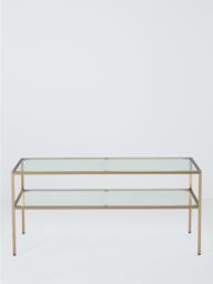 John Lewis Langham Glass Coffee Table, Brass - thumbnail 2