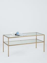 John Lewis Langham Glass Coffee Table, Brass - thumbnail 4