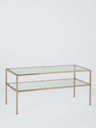 John Lewis Langham Glass Coffee Table, Brass - thumbnail 1