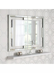 Yearn Rio Bevelled Glass Rectangular Wall Mirror, 82 x 112cm, Black - thumbnail 2
