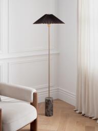 John Lewis Concert Marble Base Pleat Shade Floor Lamp, Brown - thumbnail 2