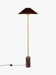 John Lewis Concert Marble Base Pleat Shade Floor Lamp, Brown