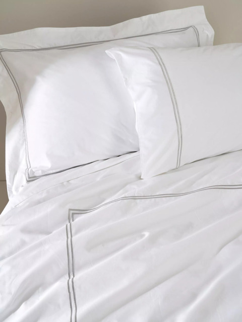 Truly Satin Stitch Cotton Bedding, White - image 1