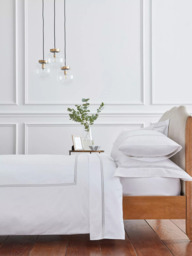 Truly Satin Stitch Cotton Bedding, White - thumbnail 2
