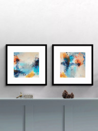 John Lewis Natasha Barnes 'Promise' Abstract Framed Print & Mount, Set of 2, 61.5 x 61.5cm, Blue/Multi - thumbnail 2