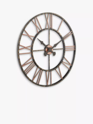Lascelles Analogue Skeleton Roman Numeral Outdoor Wall Clock, 70cm, Copper - thumbnail 2