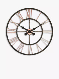 Lascelles Analogue Skeleton Roman Numeral Outdoor Wall Clock, 70cm, Copper