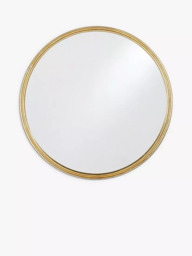 Nkuku Almora Round Metal Wall Mirror, 88cm, Antique Brass - thumbnail 3