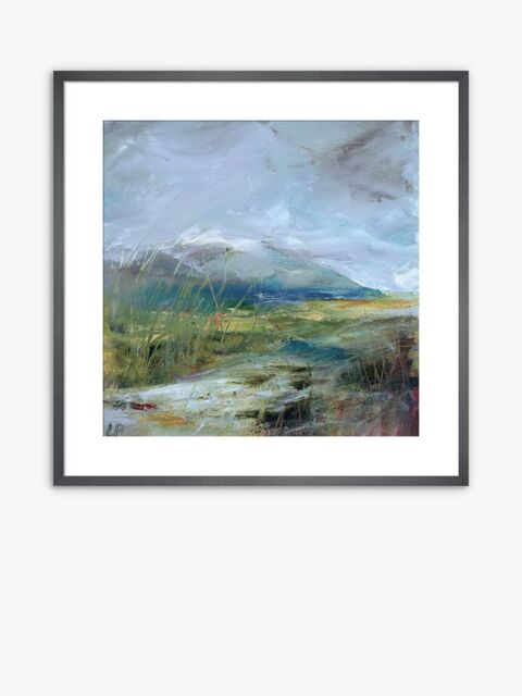 Lesley Birch - 'Winter Hills' Wood Framed Print & Mount, 62 x 62cm, Green