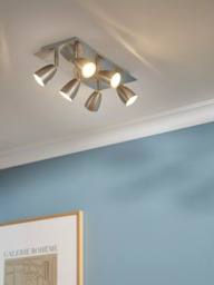John Lewis Thea GU10 LED 6 Spotlight Ceiling Plate, Chrome - thumbnail 2