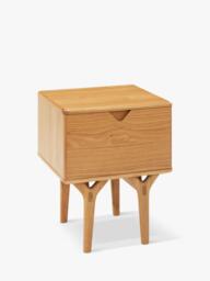 John Lewis X-Ray Oak Wood 1 Drawer Bedside Table, Oak - thumbnail 1