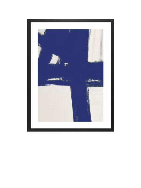 Brookpace Lascelles 'Nero 5' Abstract Framed Print & Mount, 75 x 55cm, Blue - image 1
