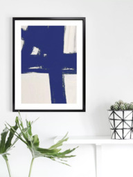 Brookpace Lascelles 'Nero 5' Abstract Framed Print & Mount, 75 x 55cm, Blue - thumbnail 2