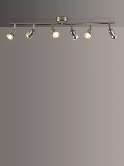 John Lewis Keely 6 Spotlight Ceiling Bar, Brushed Steel - image 1