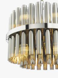 Där Imani 12 Light Ribbed Glass Pendant Ceiling Light, Chrome/Smoke - thumbnail 5