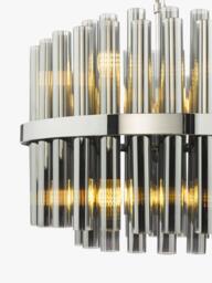 Där Imani 12 Light Ribbed Glass Pendant Ceiling Light, Chrome/Smoke - thumbnail 4