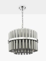 Där Imani 12 Light Ribbed Glass Pendant Ceiling Light, Chrome/Smoke - thumbnail 3