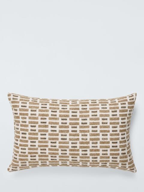 John Lewis Rustic Blocks Cushion, Brown Multi - image 1