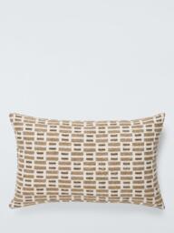 John Lewis Rustic Blocks Cushion, Brown Multi