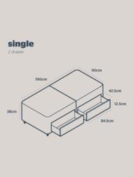 Silentnight Non-Sprung 2 Drawer Upholstered Divan Base, Single - thumbnail 5