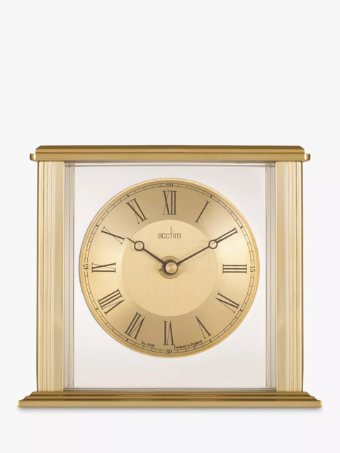 Acctim Gayhurst Roman Numeral Quartz Analogue Mantel Clock, 14cm, Gold - image 1