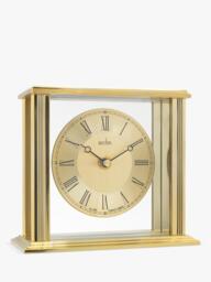 Acctim Gayhurst Roman Numeral Quartz Analogue Mantel Clock, 14cm, Gold - thumbnail 3