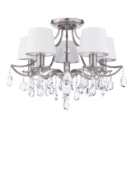 Laura Ashley Enstone 5 Arm Semi-Flush Ceiling Chandelier, Polished Nickel/Ivory - thumbnail 4
