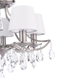 Laura Ashley Enstone 5 Arm Semi-Flush Ceiling Chandelier, Polished Nickel/Ivory - thumbnail 5