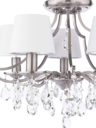 Laura Ashley Enstone 5 Arm Semi-Flush Ceiling Chandelier, Polished Nickel/Ivory - thumbnail 6