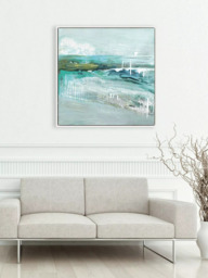 John Lewis Grace Rowan 'Beneath the Surface' Framed Canvas Print, 106 x 106cm, Teal - thumbnail 2
