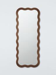 John Lewis Wiggle Full-Length Wood Frame Wall Mirror, 160 x 60cm, Walnut Finish
