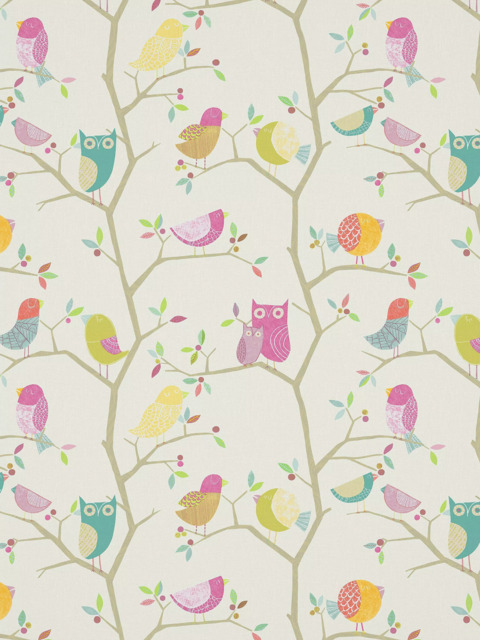 Harlequin What A Hoot Made to Measure Curtains or Roman Blind, Pink/Aquamarine/Lime - image 1