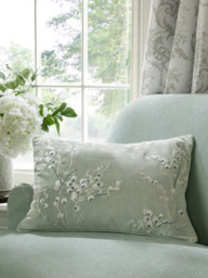 Laura Ashley Pussy Willow Embroidered Cushion, Sage - thumbnail 2