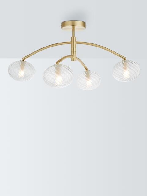 John Lewis Bowe 4 Arm Semi Flush Ceiling Light, Brushed Brass - image 1